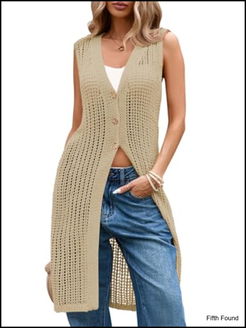 Long Crochet Vest Sleeveless Duster Cardigan Lightweight